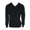 MEN’S V-NECK FINE GAUGE COTTON PULLOVER Black (Vyberte barvu černá, Velikost S)