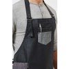 'DIVISION' WAXED LOOK DENIM BIB APRON WITH FAUX LEATHER Black Denim (Vyberte barvu černá džínovina, Velikost U)
