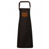'DIVISION' WAXED LOOK DENIM BIB APRON WITH FAUX LEATHER Black Denim (Vyberte barvu černá džínovina, Velikost U)