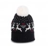 WINTER BEANIE WITH REINDEER DESIGN Cherry Red/Natural (Vyberte barvu třešňová červená / přírodní, Velikost U)
