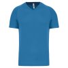 MEN’S V-NECK SHORT-SLEEVED SPORTS T-SHIRT Aqua Blue (Vyberte barvu vodní modrá, Velikost XS)