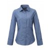WOMEN'S CROSS-DYE ROLL SLEEVE POPLIN BAR SHIRT Grey Denim (Vyberte barvu šedá džínovina, Velikost S)