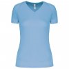 LADIES’ V-NECK SHORT-SLEEVED SPORTS T-SHIRT Aqua Blue (Vyberte barvu vodní modrá, Velikost XS)