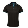 LADIES’ CONTRAST COOLCHECKER® POLO Black/Turquoise (Vyberte barvu černá / tyrkysová modrá, Velikost XS)