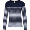 LADIES’ LONG-SLEEVED BRETON STRIPE TOP Striped White/Navy (Vyberte barvu pruhovaná bílá / námořnická modrá, Velikost S)