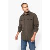 SHERPA-LINED FLEECE OVERSHIRT Dark Khaki/Storm Grey (Vyberte barvu tmavě khaki / šedá bouře, Velikost S)