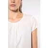 LADIES' SHORT-SLEEVED CREPE BLOUSE Off White (Vyberte barvu off bílá, Velikost 34)