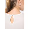 LADIES' SHORT-SLEEVED CREPE BLOUSE Off White (Vyberte barvu off bílá, Velikost 34)