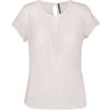 LADIES' SHORT-SLEEVED CREPE BLOUSE Off White (Vyberte barvu off bílá, Velikost 34)