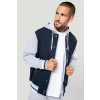 UNISEX TEDDY JACKET WITH HOOD Oxford Grey/Navy/White (Vyberte barvu Oxford šedá / námořnická modrá / bílá, Velikost XS)