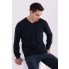 MEN’S V-NECK FINE GAUGE COTTON PULLOVER Navy (Vyberte barvu námořnická modrá, Velikost S)