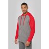 UNISEX TWO-TONE ZIPPED HOODED FLEECE JACKET Grey Heather/Black (Vyberte barvu šedá žíhaná / černá, Velikost XS)