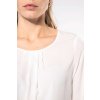 LADIES' LONG-SLEEVED CREPE BLOUSE Off White (Vyberte barvu off bílá, Velikost 34)