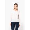 LADIES' LONG-SLEEVED CREPE BLOUSE Off White (Vyberte barvu off bílá, Velikost 34)