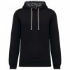 UNISEX CONTRAST PATTERNED HOODED SWEATSHIRT Black/Mexican Skull (Vyberte barvu černá / mexická lebka, Velikost XS)