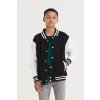 KIDS VARSITY JACKET Jet Black/White (Vyberte barvu tryskáčově černá / bílá, Velikost 5/6)