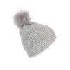 KNITTED BOBBLE BEANIE IN RECYCLED YARN Light Grey Heather (Vyberte barvu světle šedá žíhaná, Velikost U)