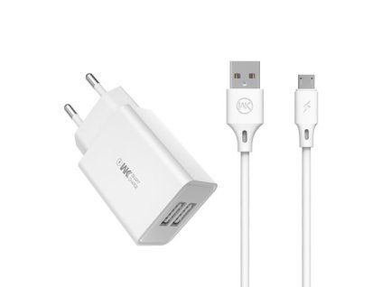 eng pm WK Design wall charger travel adapter 2x USB 2 A USB micro USB cable 1 m white WP U56 Micro white 61791 1