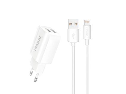 eng pl Dudao EU wall charger 2x USB 5V 2 4A Lightning cable white A2EU Lightning white 55641 1