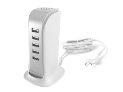 eng pl Charger 5x USB with built in power cable EU white A5EU 95389 1
