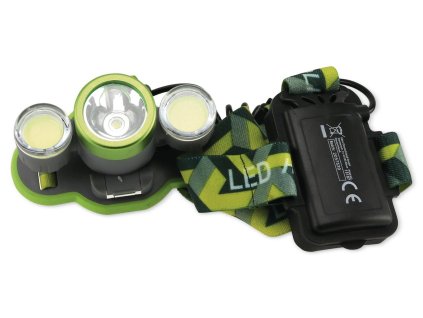 GRUNDIG LED čelovka 1 LED, 2x COB, 4 funkcie, zelená