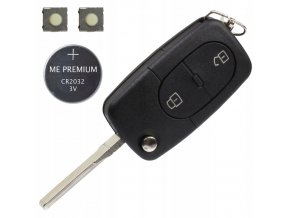 Ersatz-Schlüsseletui mit 2 Tasten, AUDI VW (HU66) + Batterie