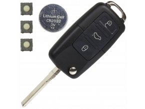 Ersatz-3-Tasten-Schlüsselabdeckung, VW ŠKODA SEAT (HU66) + Batterie
