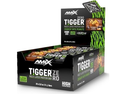 Amix TIGGER Zero bar (Příchuť Dark Chocolate - Caramel, Balení(g) 20x60g)
