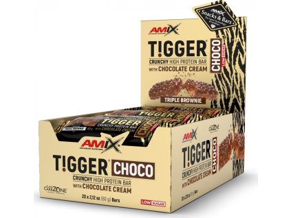Amix TIGGER Zero Choco Protein Bar (Balení(g) 20x60g, Příchuť Tripple Brownies)