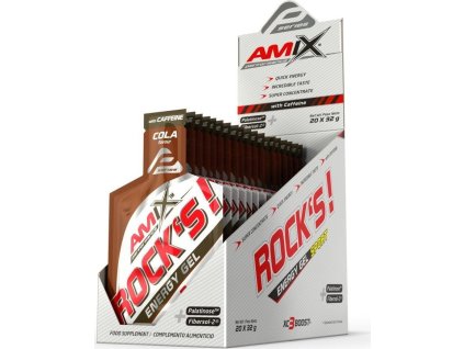 Amix Rock's Energy Gel - s kofeinem (Příchuť Cola, Balení(g) 20x32g)