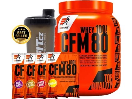 AKCE Extrifit CFM Instant Whey 80 1000g + Šejkr 600ml a 4x CFM  Instant Whey 80 30g
