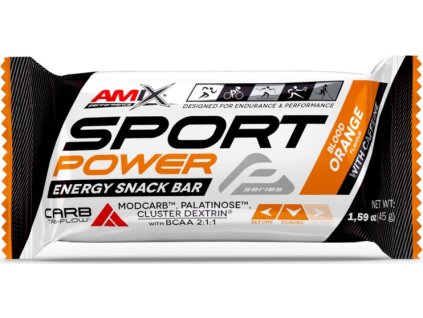 Amix Sport Power Energy Snack Bar with caffeine 45 g (Příchuť pomeranč)