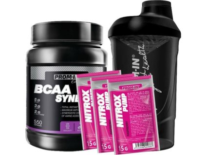 AKCE Prom-In Essential BCAA Synergy 550 g + ZDARMA Šejkr 600 ml + 3x Nitrox 15 g