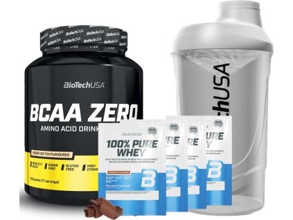 AKCE BioTech BCAA Zero 700 g + ZDARMA Šejkr 600 ml + 4x 100% Pure Whey 28 g