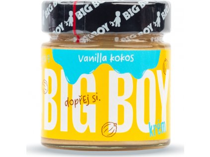 BIG BOY® Vanilla - Kokos - Jemný kešu krém s kokosem a bio bílou čokoládou s kousky vanilky 250g