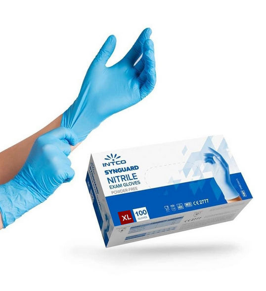 Intco jednorázové nitrilové rukavice modré L