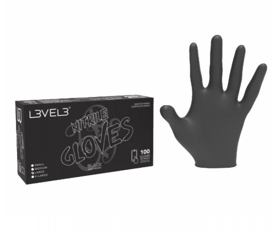 L3VEL3 nitrilové rukavice černé L 100 ks