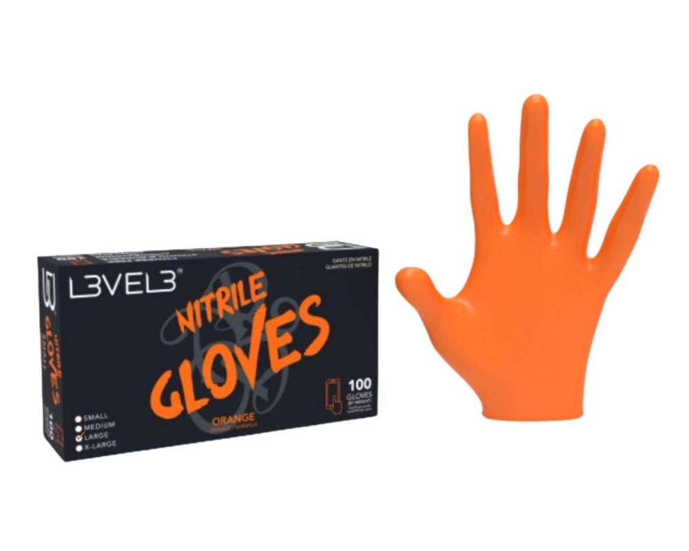 L3VEL3 nitrilové rukavice oranžové L 100 ks