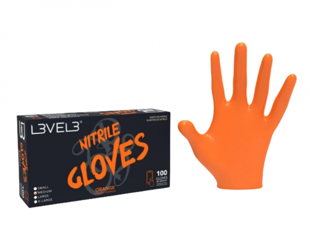 L3VEL3 nitrilové rukavice oranžové M 100 ks