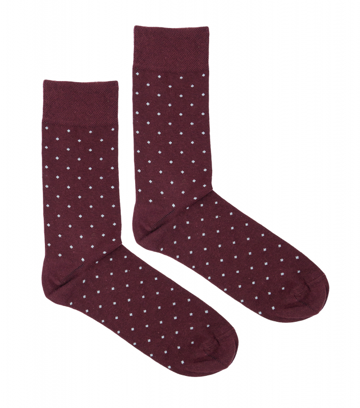 BUBIBUBI Vínové ponožky se šedými puntíky 43-46