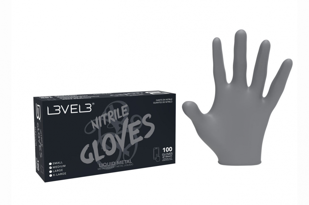 L3VEL3 nitrilové rukavice šedé M 100 ks