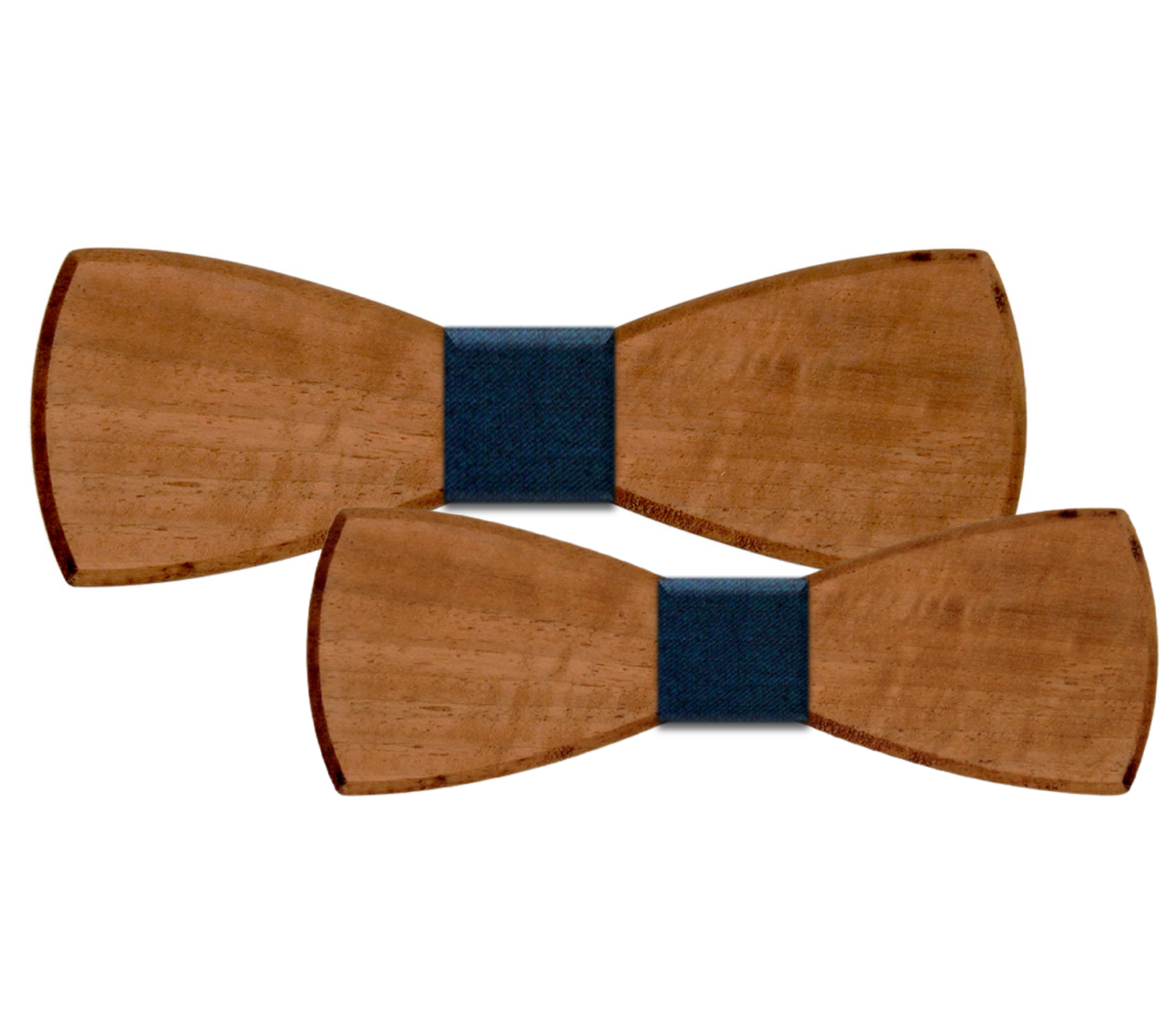 Dřevěný motýlek otec a syn Walnut (2 ks) Barva látky: Modrá obleková