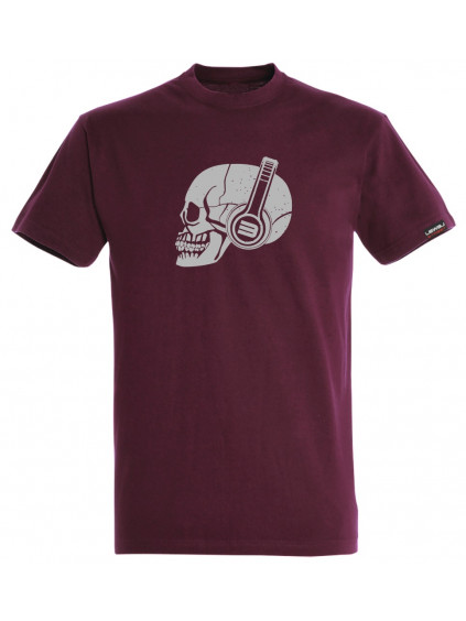 Skull grey on burgundy