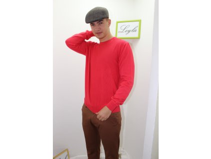 Pánsky  červený sveter 100% bavlna