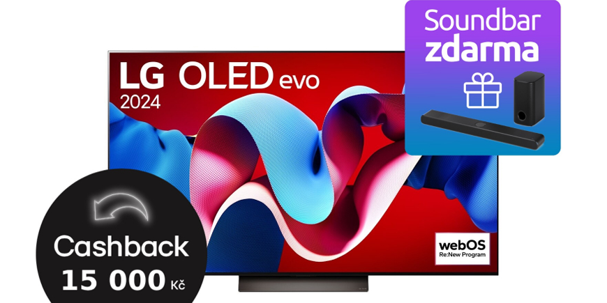 LG OLED77C44 so zvukovým panelom ZADARMO + CASHBACK 15 000 Kč