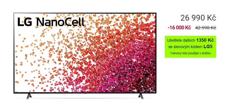 LG 75NANO753PA: 75-palcový TV s zľavou viac ako 17 000 Kč
