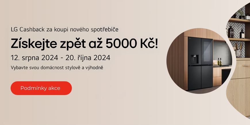 Akce CASHBACK na domácí spotřebiče LG končí už 20. října