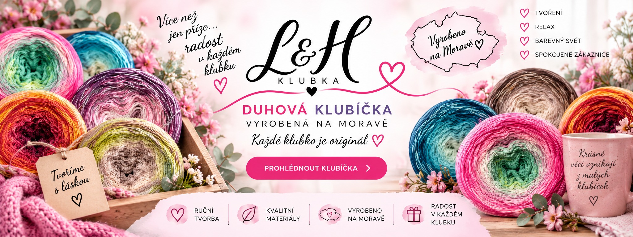 Duhová klubíčka L&H klubka – vyrobená na Moravě