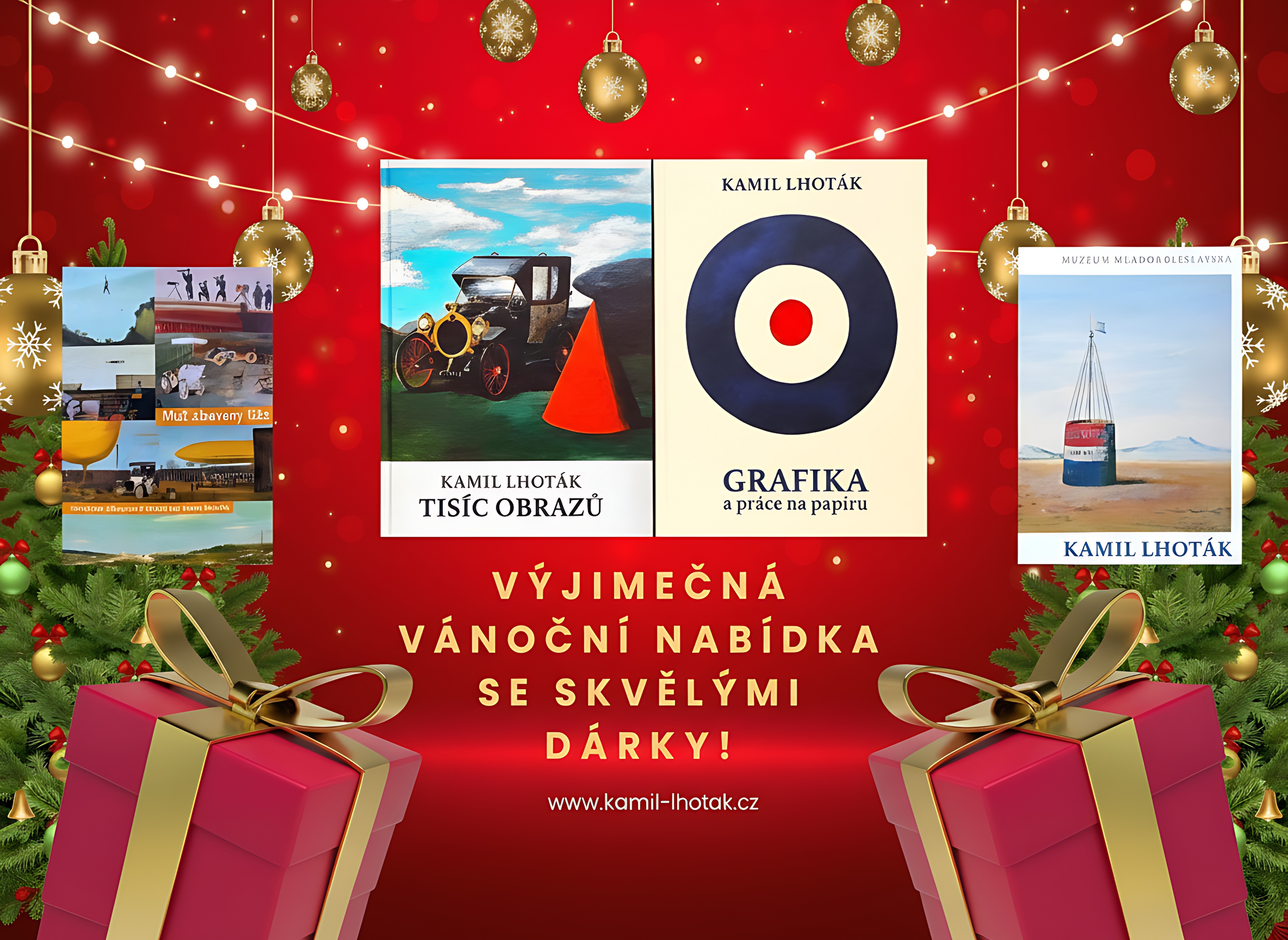 Vánoční nabídka! Set dvou knih "Kamil Lhoták - Tisíc obrazů"+"Grafika a práce na papíru" se skvělými dárky!