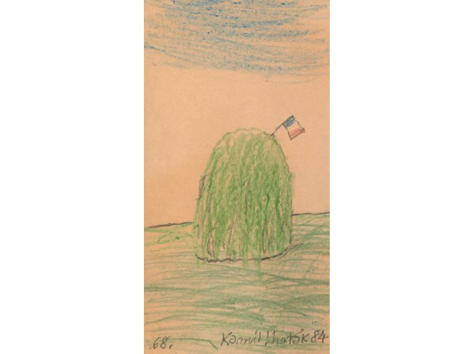 Kamil Lhoták - Kupka sena s vlajkou, 1984, pastel